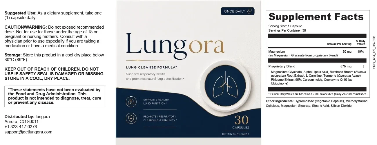 LungOra supplement facts label showing magnesium and the 575 mg proprietary blend