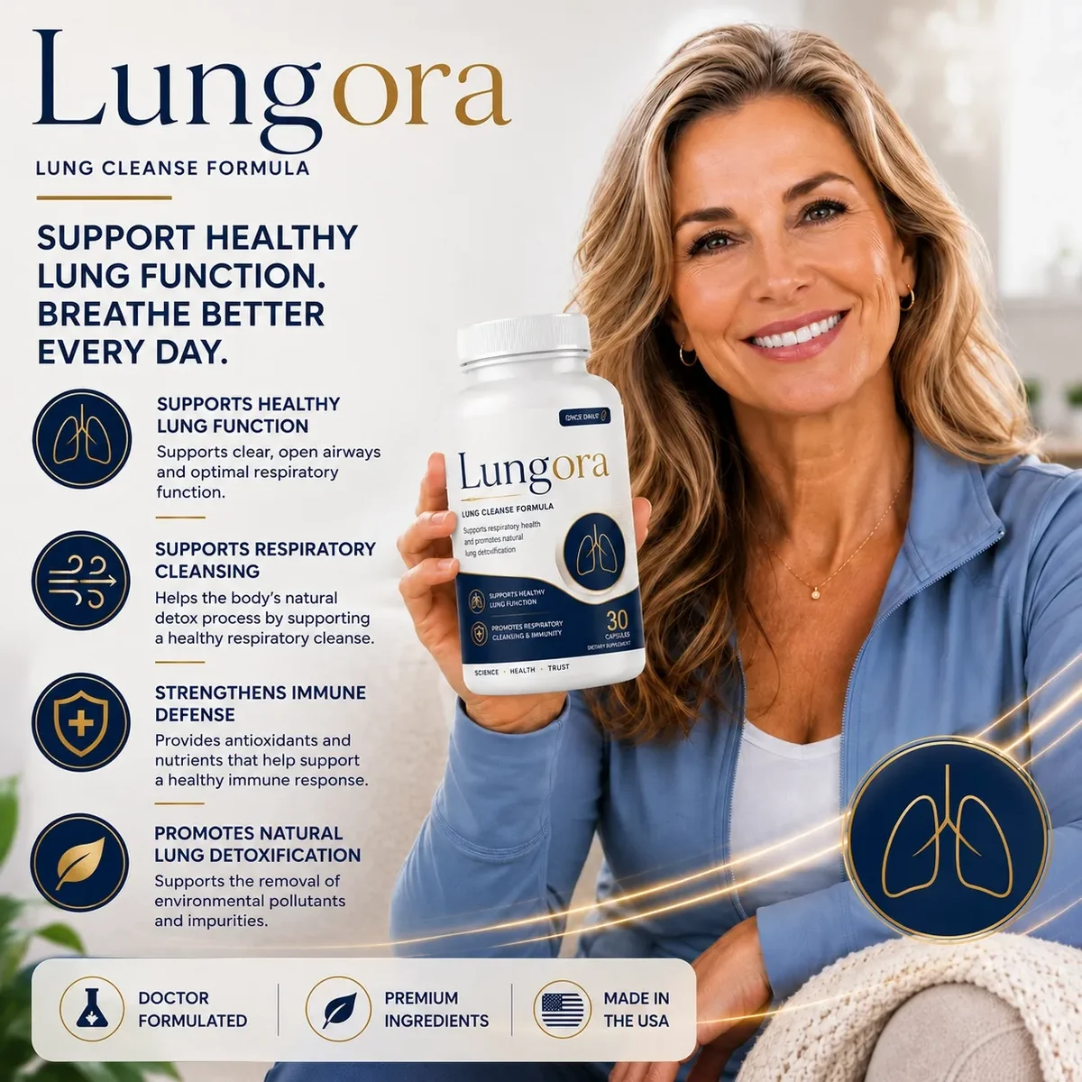 LungOra respiratory support supplement bottle